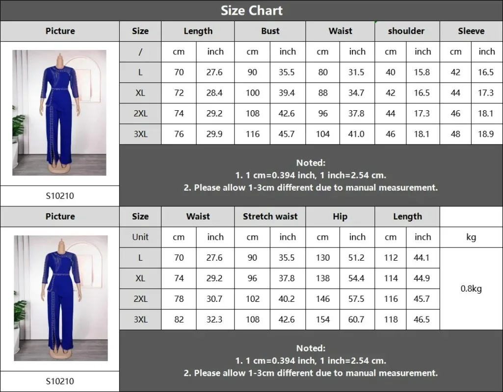 2PCS Plus Size Luxury Diamonds African Clothes for Women Fashion Tops and Pants Trousers Set Turkey Kaftan Ankara Dashiki Suit