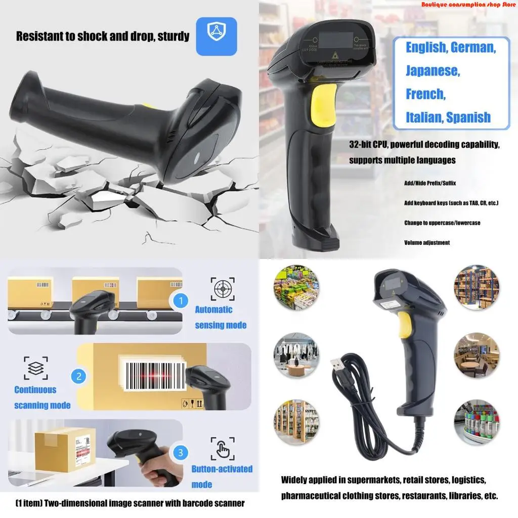 L9NA Corded Barcode Scanner Corded Handheld Barcode Reader for Smartphone Reader