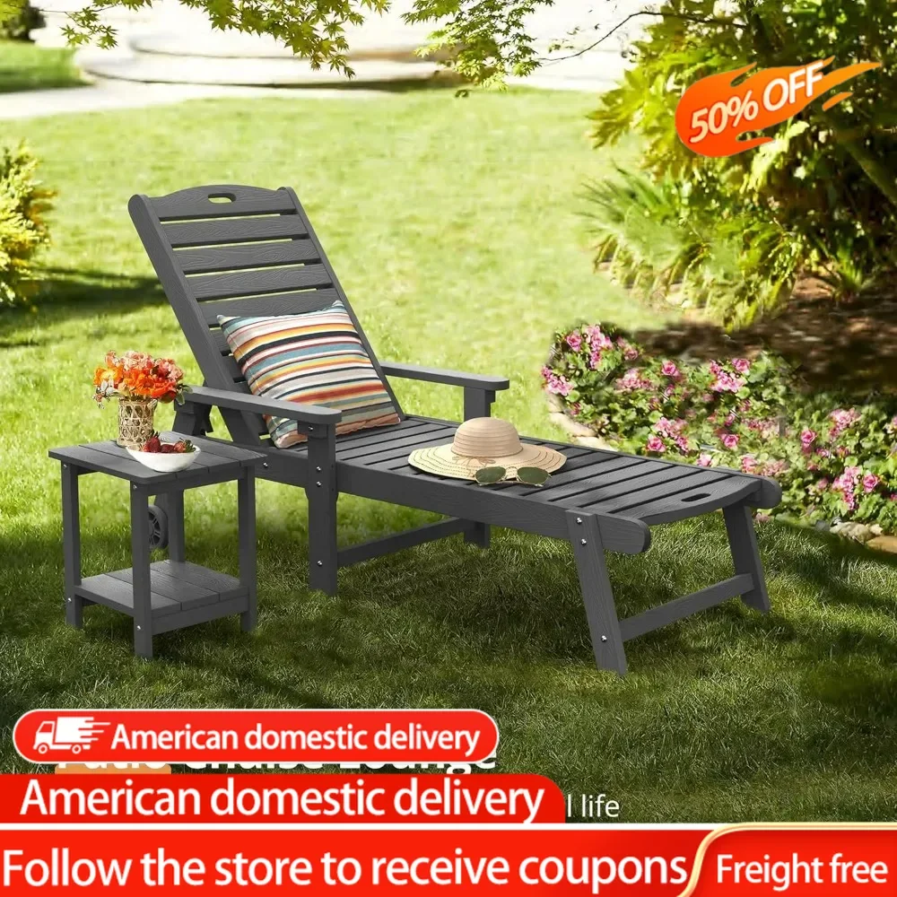 

Deck-chair Patio Lounge Chair With Adjustable Backrest Reclining Armchairs Dark Gray Poolside Chaise Lounge Sofa Recliner Living