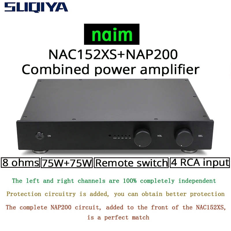 SUQIYA Amplificador Combinado com Versão Controle Remoto, Novo Baseado no Pré-amplificador NAIM NAC152, 75W, 75W, 8 Ohm, Entrada RCA de 4 Vias