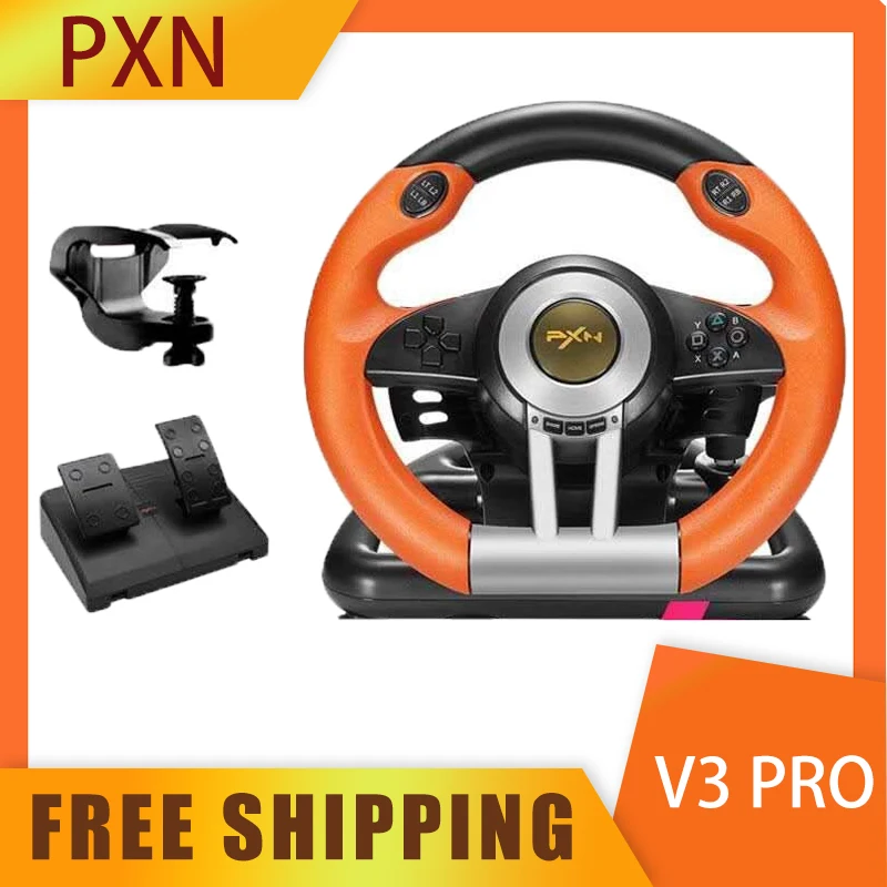 Pxn V3 Pro Game Steering Motor 180 Rotation Usb Wired Gamer Steering Wheel Controller Wheel Vibrating For Pc/Ps4/Xbox Series