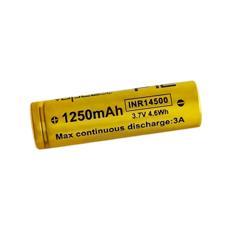 Highest Capacity 14500 Battery Vapcell 14500 F12 1250mah 3A INR14500 3.7V Rechargeable Batteries For Flashlight Camera