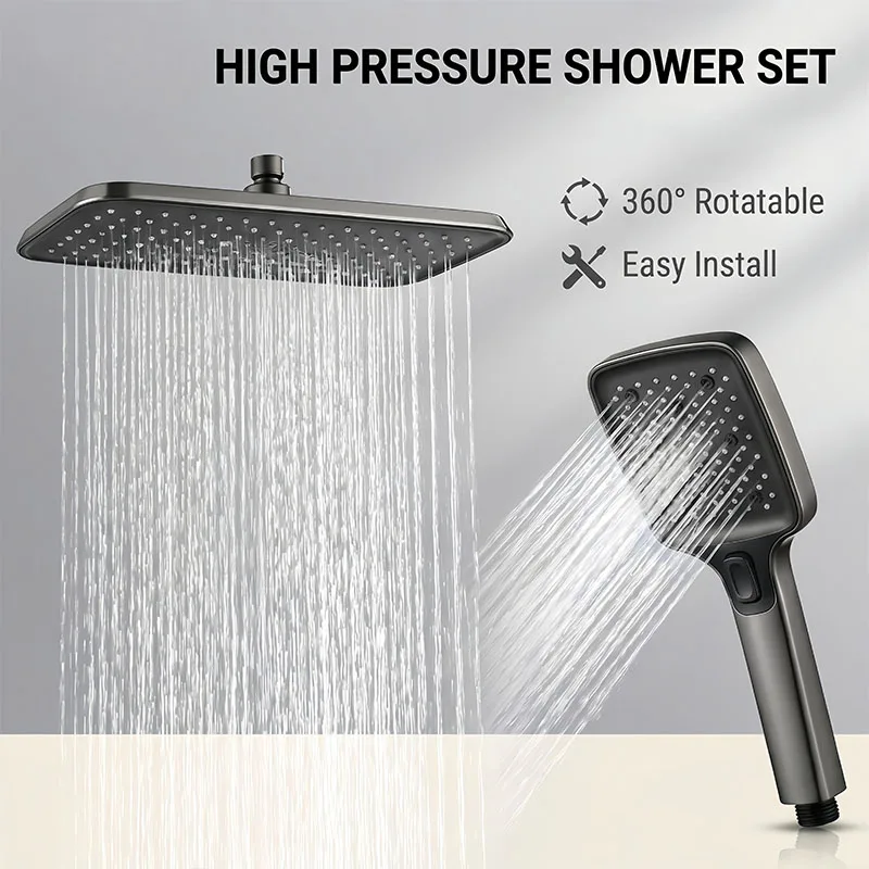 Super Strong Air Pressurized Shower Filter Large Showerhead, Bathroom Shower Large Water Outlet Pressurized Single Top Spray