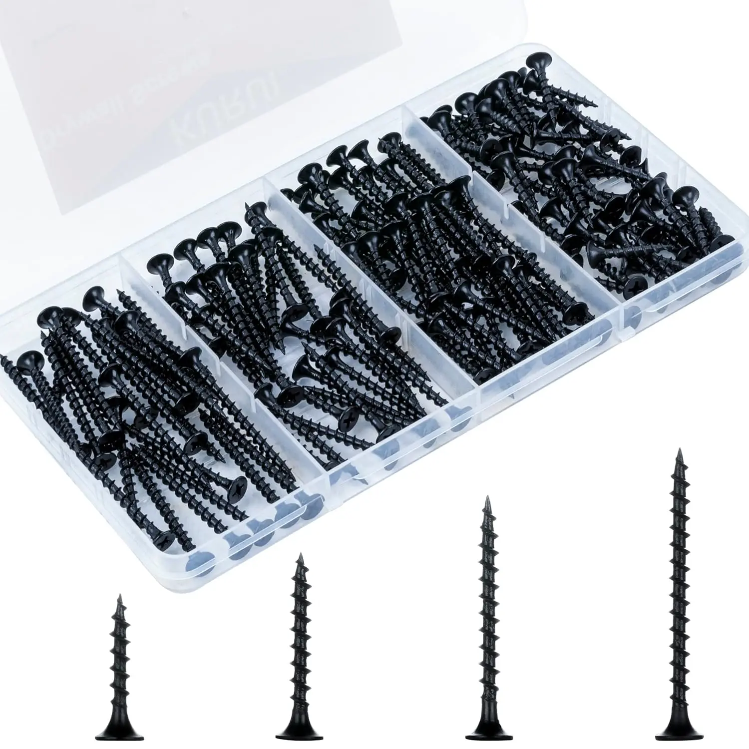 165pcs M3.5 Black Drywall Screw Set Coarse Thread Phillips Wood Screws 4 Sizes with Picture Hanging Kit for Frame Art