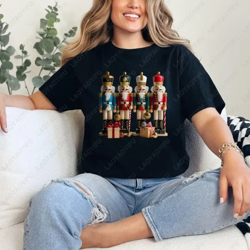 Festive Nutcracker Row Classic Holiday Graphic Tees Christmas Gift Unisex Men Women Cotton Tops Classics Nostalgia Style Tshirt