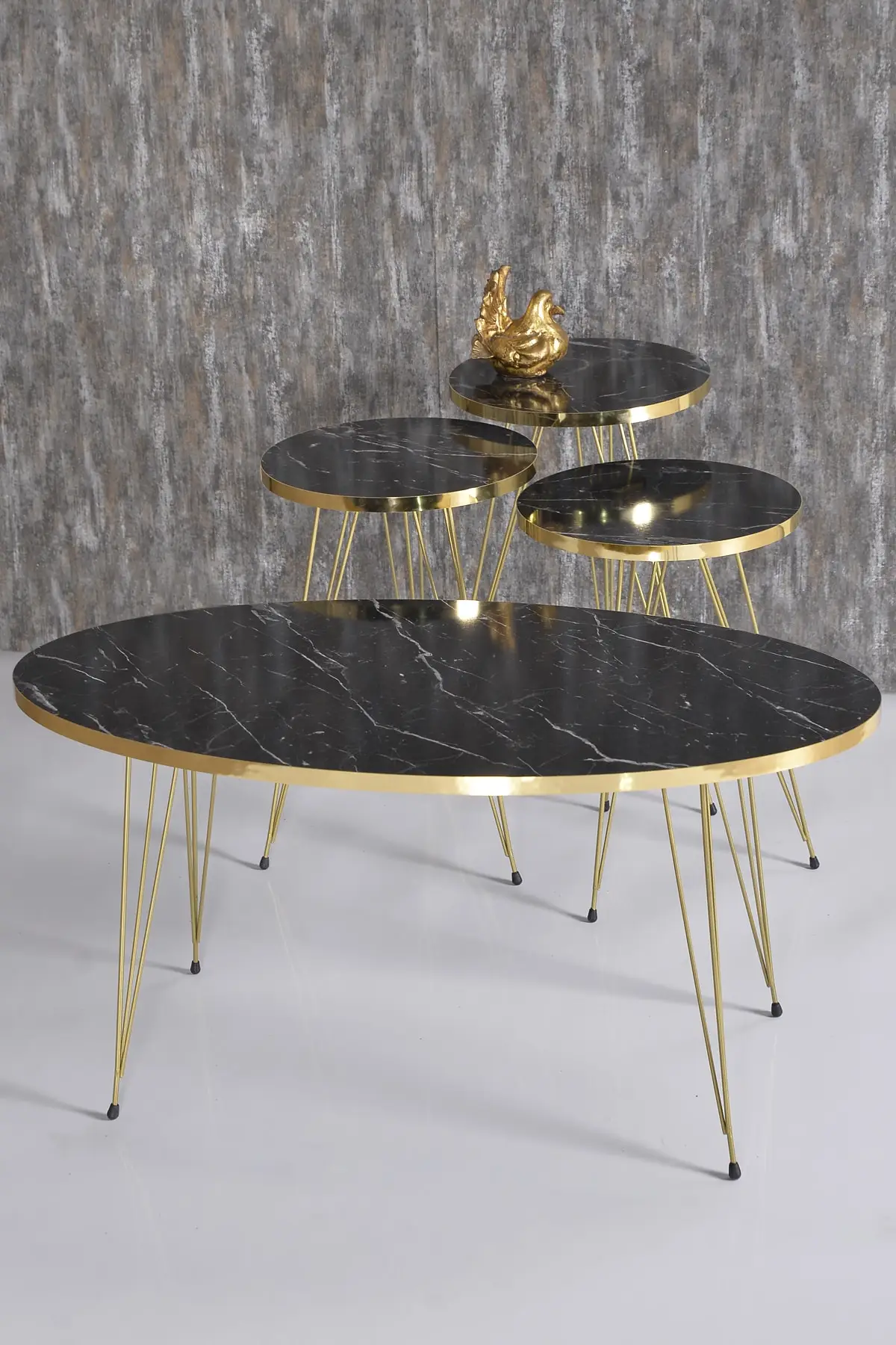 Coffee table Zigon Coffee Table And Coffee Table in the Middle Ellipse Set Gold Bendir Tel