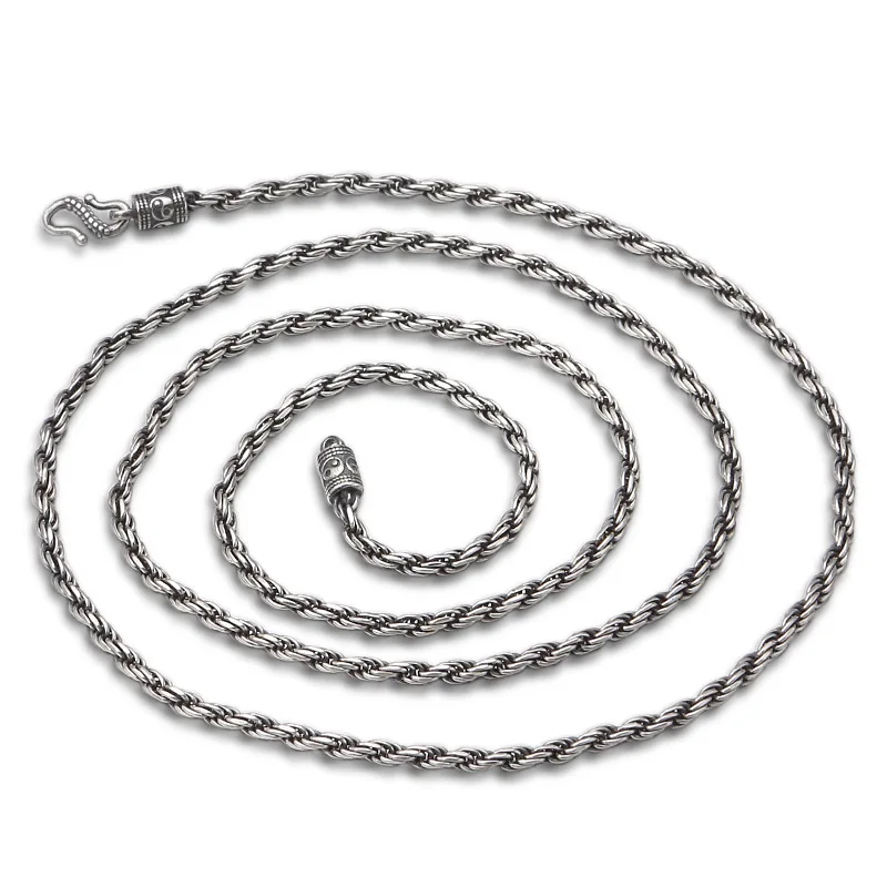 ornament vintage Thai silver men's and women's hemp rope gossip necklace necklace clavicle chain all-match sweater chain
