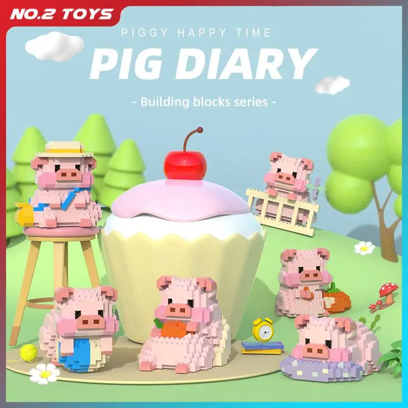 Дневник свиньи, домашнее животное, 3D мини-бриллиантовые блоки, кирпичи, сделай сам, животное, милая модель свиньи, микро строительные блоки, игрушка для раннего обучения, детская игрушка, домашний декор