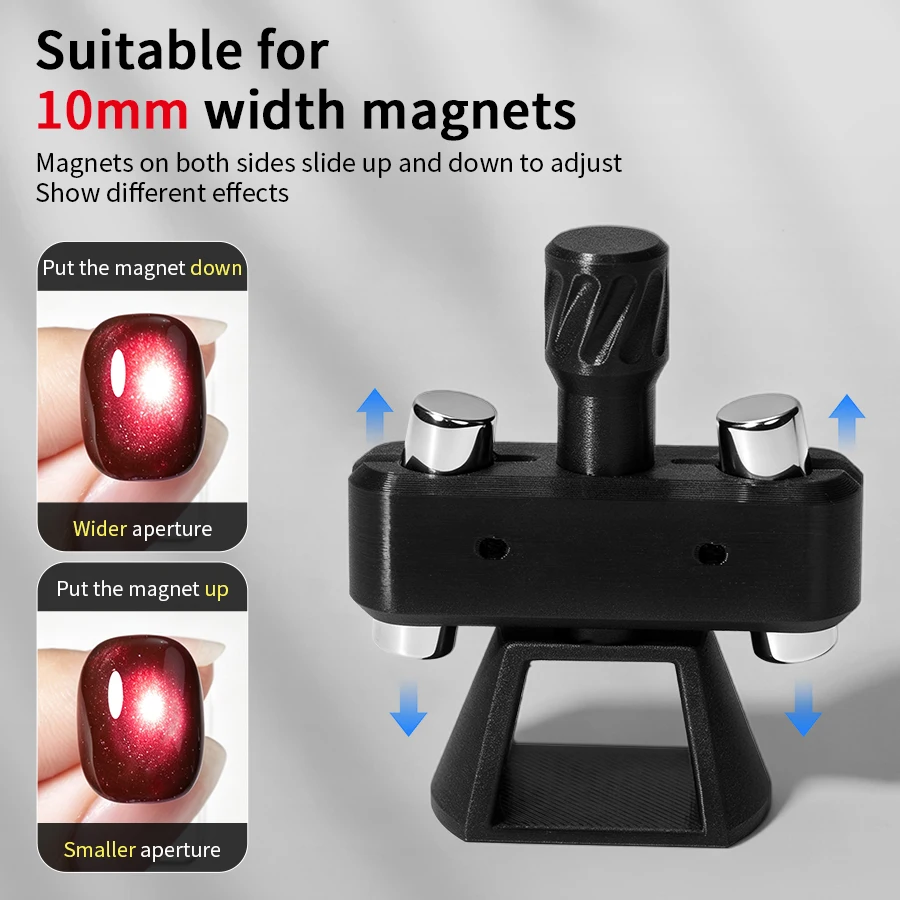 360°Rotating Glass Bead Nail Magnet Strong Magnetic Cat Eye Magnet Adjustable Wide/Narrow Aperture for Cat Eye Gel Polish DIY