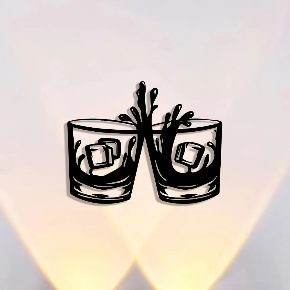 CIFBUY Metal Wall Art Clinking Glasses Sculpture Weatherproof 2D Design for Dining Room Social Celebration Decor