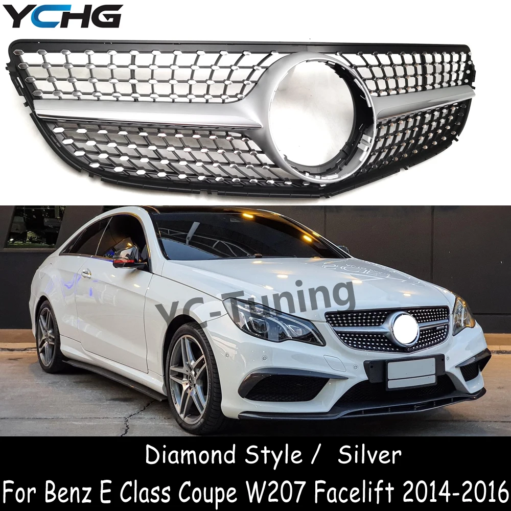 W207 Facelift Diamonds Style Front Bumper Hood Grille For Mercedes E Class Coupe Cabriolet W207 E300 E350 E550 Grille 2014 -2016
