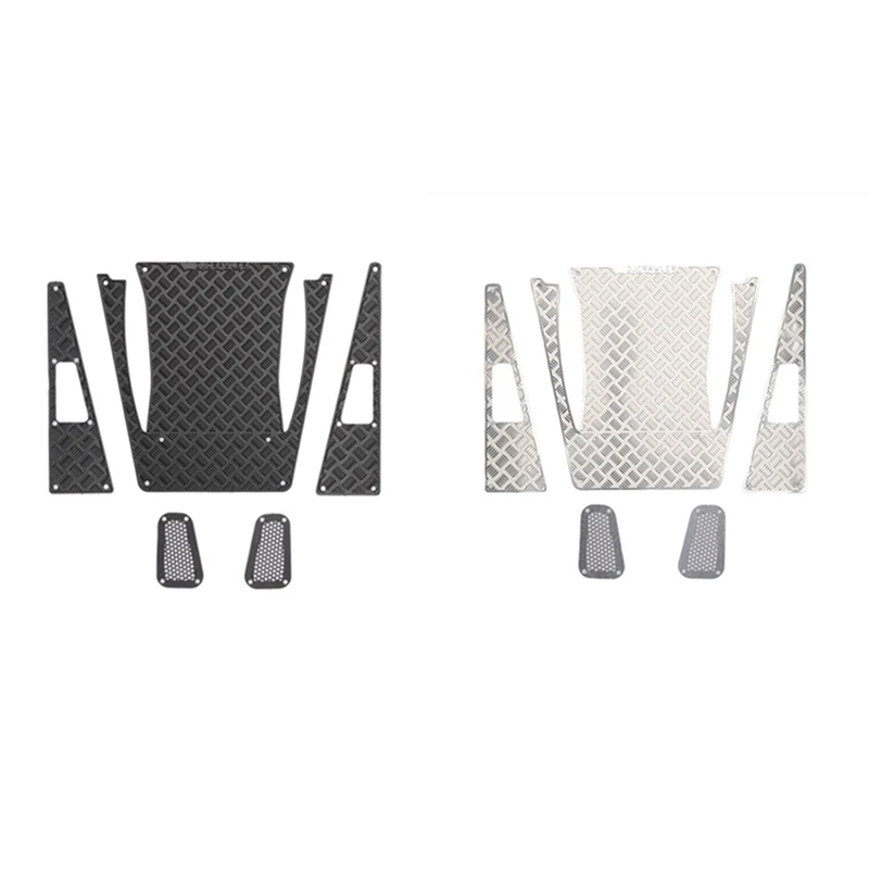 โลหะเหล็ก Hood แผ่นลื่นไถลตกแต่งแผ่น Grille Trim สําหรับ Traxxas TRX4M Defender 1/18 RC รถอะไหล่อัพเกรด