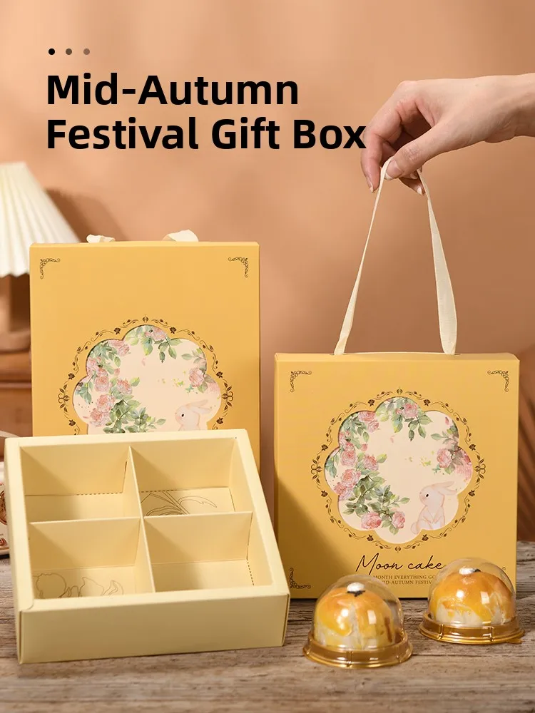 Handmade Mooncake Packaging Box 6 Pieces High End Mid-Autumn Festival Gift Box 50g Ice Skin Flowing Heart  Meat Egg Yolk...