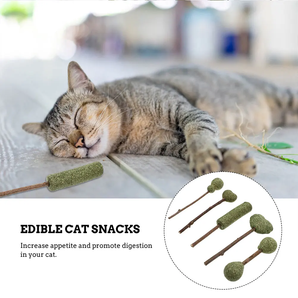 

10pcs Catnip Lollipops Natural Sticks Kitten Chew Licker Exercise Teeth Cleaning Toys for Indoor Cats Cat Snacks