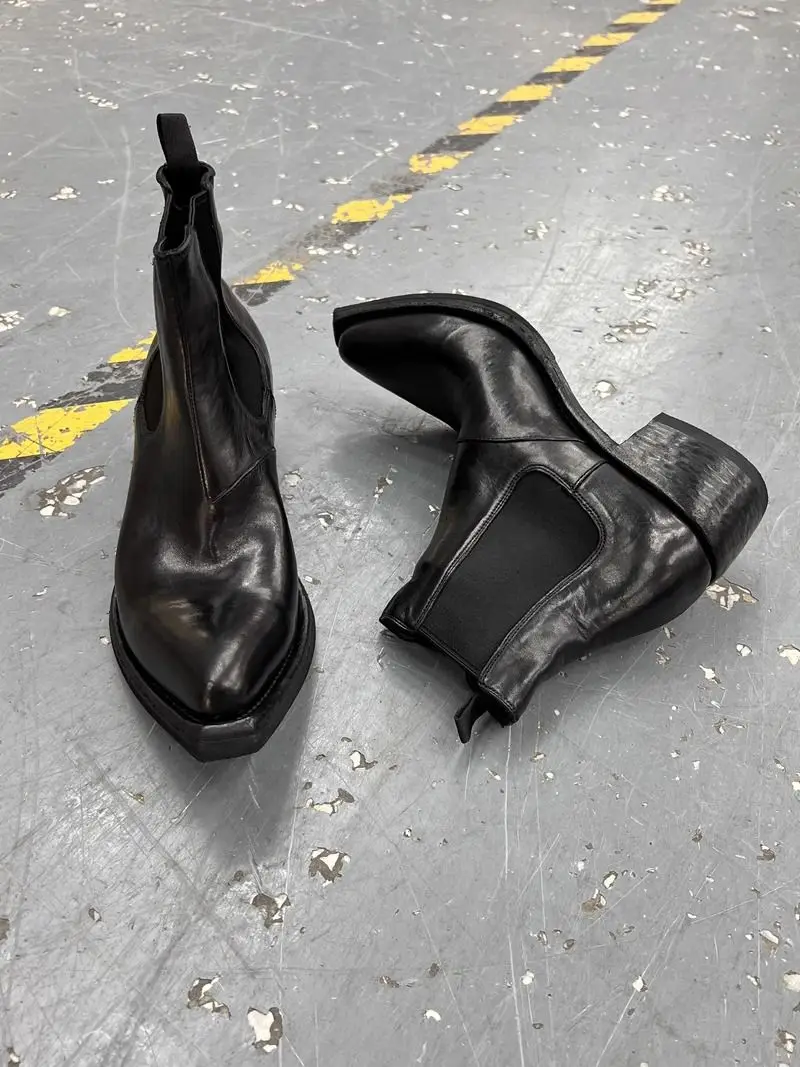 2026 High-top Men's Heightened Thick-soled Pointed-toed Chelsea British Casual Trendy High-heeled Wizard Boots