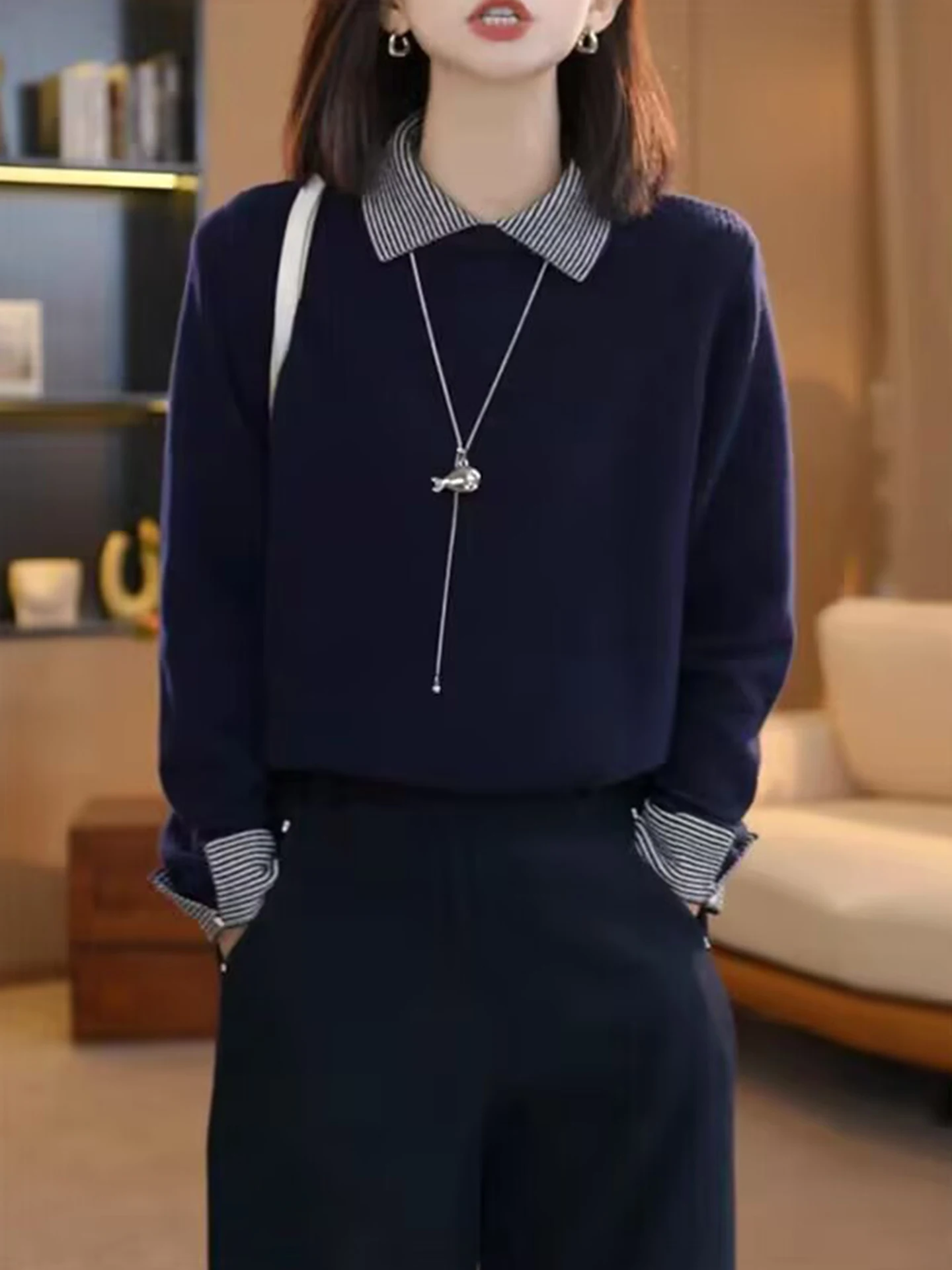 

Versatile Ne Knitwear Comfortable Long Sve Casual Winter Camere Commute Leisure Top Women's Faion Korean Sle