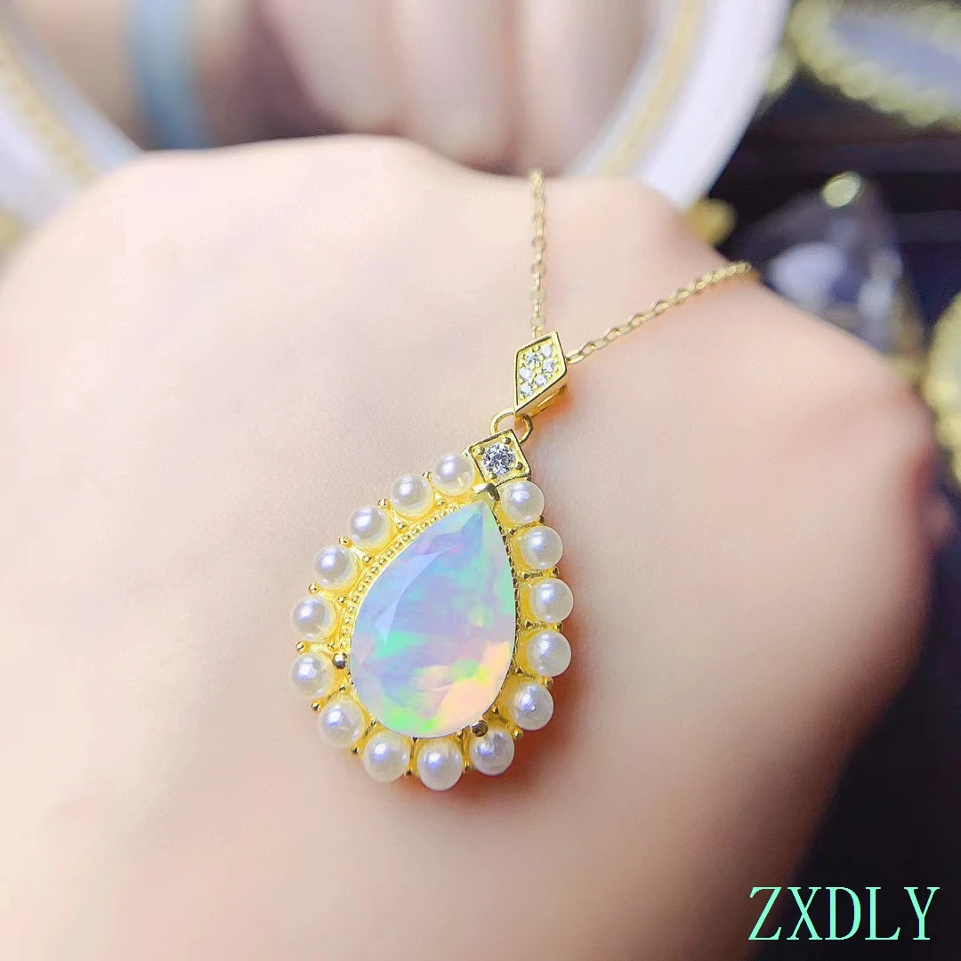 2025 Newest Big Size High-end Water Drop Opal Pendant for Women Necklace real 925 Silver Natural Gem birthstone Birthday Gift view 6