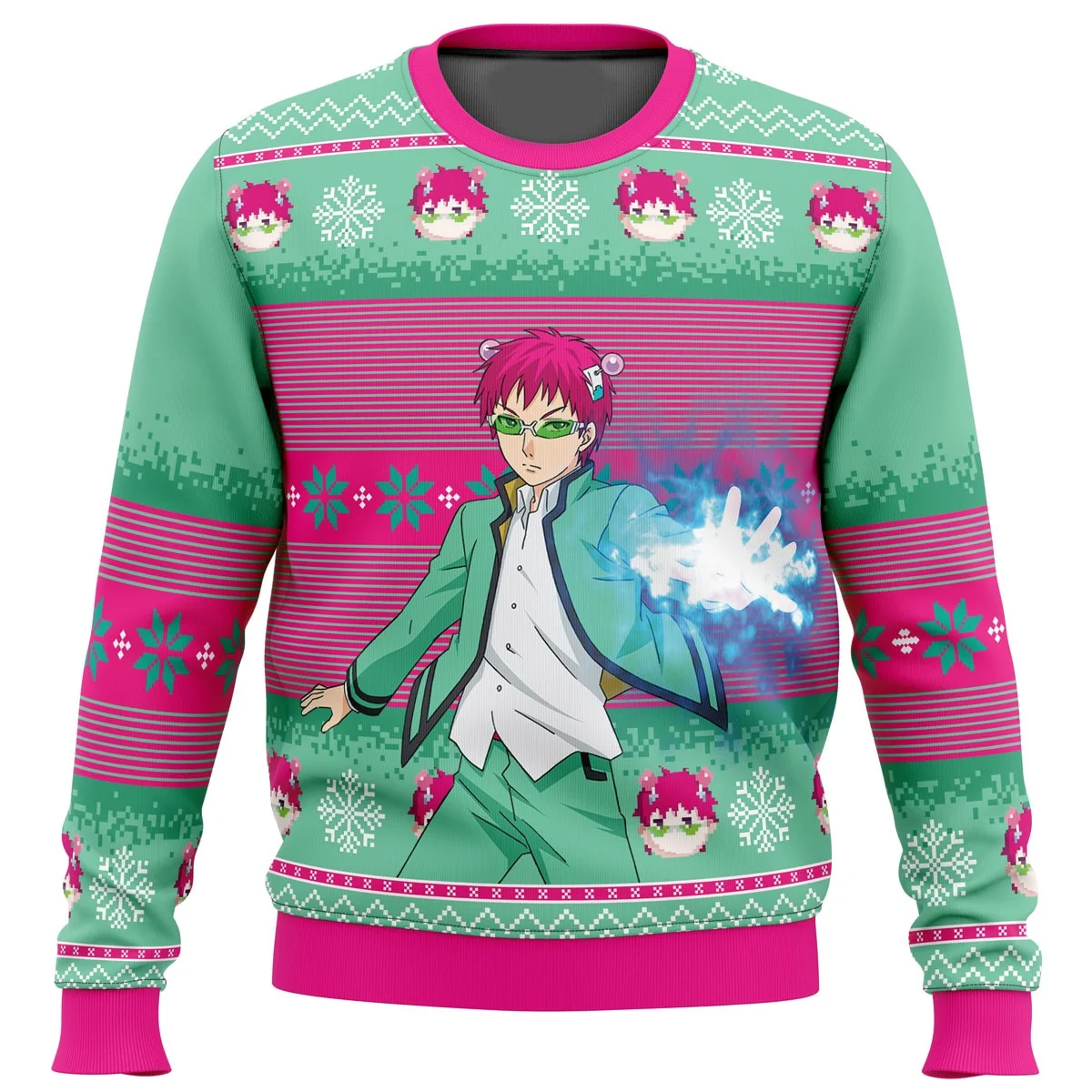 Men and Women's Saiki K Ugly Christmas Sweater, I'm Never Using The Disastrous Life of Saiki K Pullover, Cartoon Anime Hoodie, C