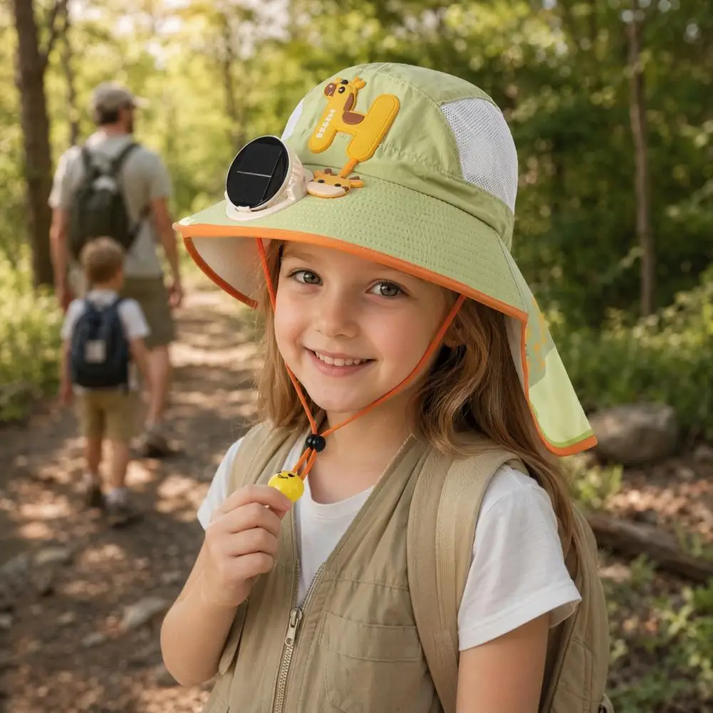 Baby Sun Hat with Fan Toddler Sun Protection Hat Kids Sun Cap with Built-in Solar Fan Wide Brim Protection Hat Breathable Mesh