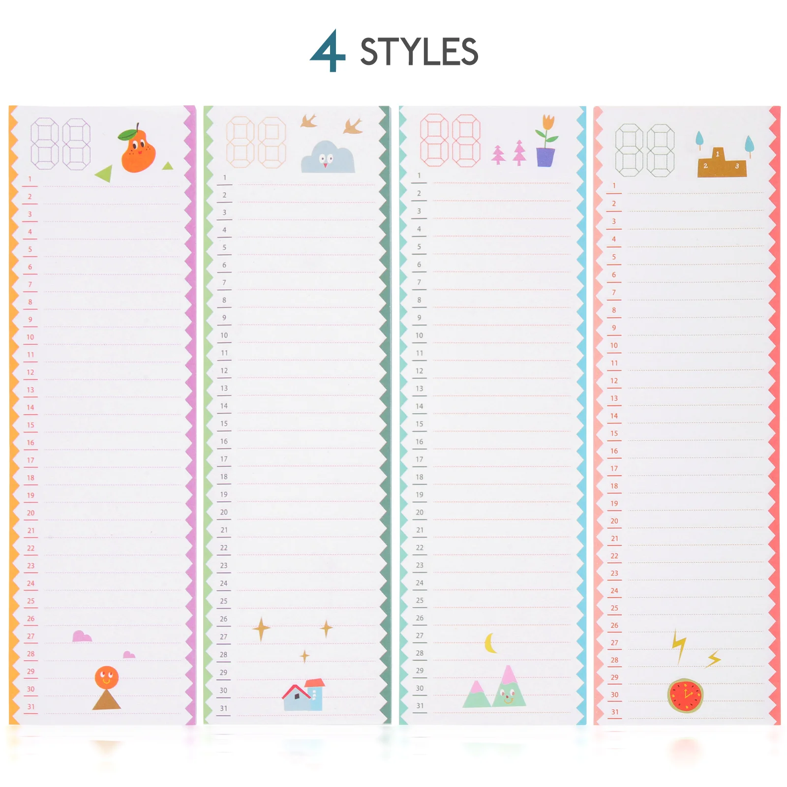 

4 Packs Lovely Cartoon Cat Monthly Plan Schedule Sticky Paper Pads Month Memo Refrigerator Stickers for Home Office