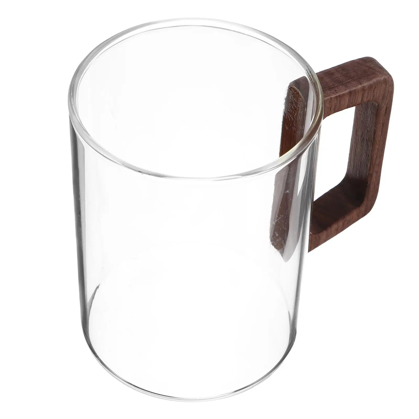 Wooden Glass Cup Coffee Mug Tea Mugs Cups for Water Handle Drinking Glasses Hot Drinks