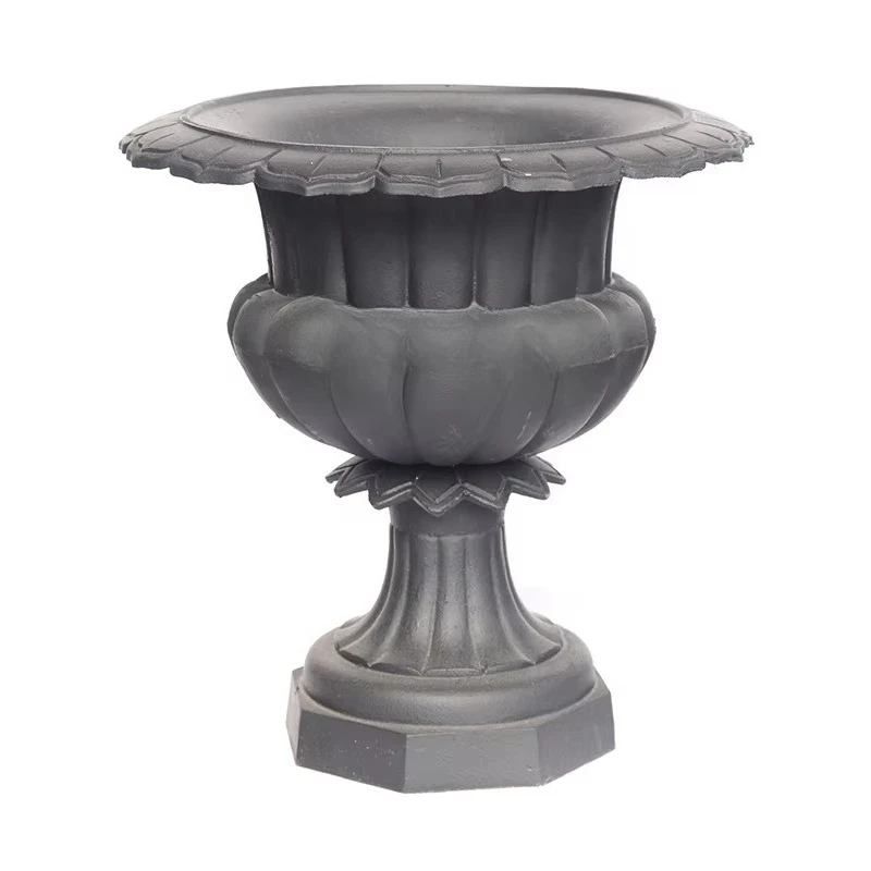 Roman Empire Round Cast Iron Vase Outside Lawn Ornaments Big Garden Metal Rustic Large Flower Pots Planters Outdoor