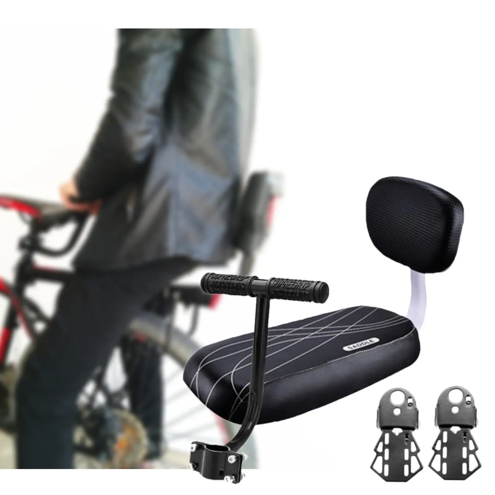 Bicycle Rear Back Seat Cushion Bicycle Child Seat with Handle Armrest Footrest Pedal Passenger Seat Sturdy Rear Child Bike Seat