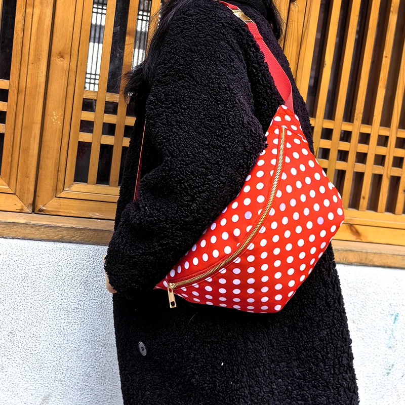 Marsupio rosso a pois per ragazza marsupio da donna marsupio a tracolla impermeabile ovunque borsa da viaggio moda marsupio