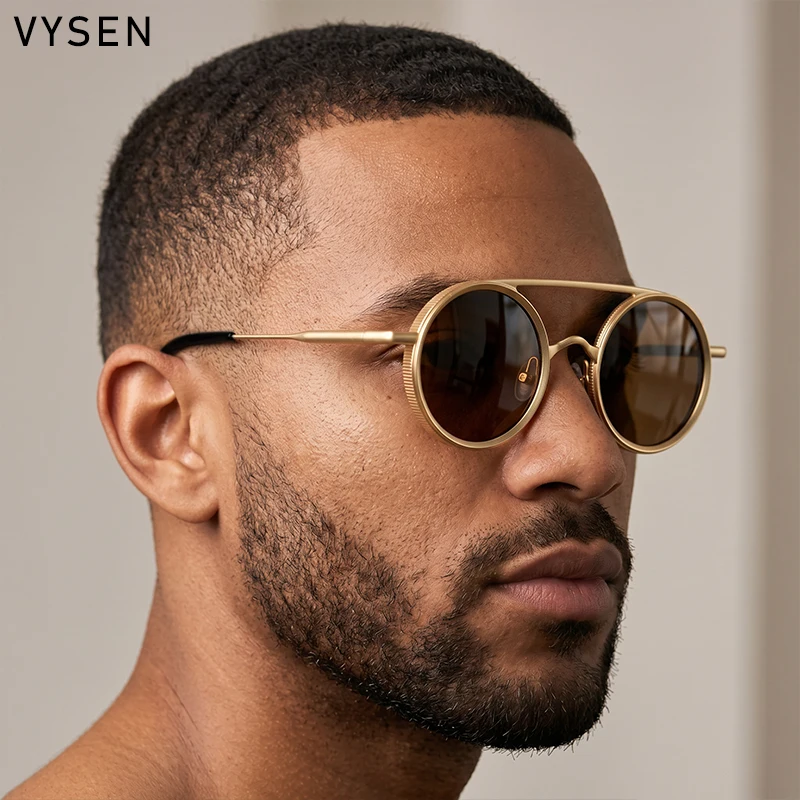 

Small Frame Round Steampunk Sunglasses Men 2026 Luxury Brand Retro Double Beam Sunglass Male Punk Driving Eyewear Shades Outdoor