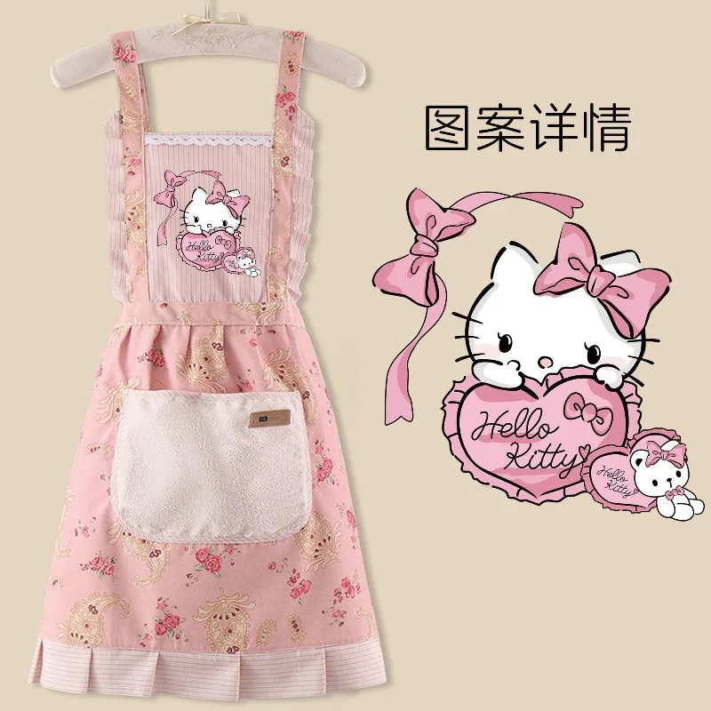 مريلة هالو كيتي، شخصية كرتونية لطيفة، مريلة خصر مطبخ مبتكرة وأنيقة، ملابس عمل مقاومة للبقع والزيت