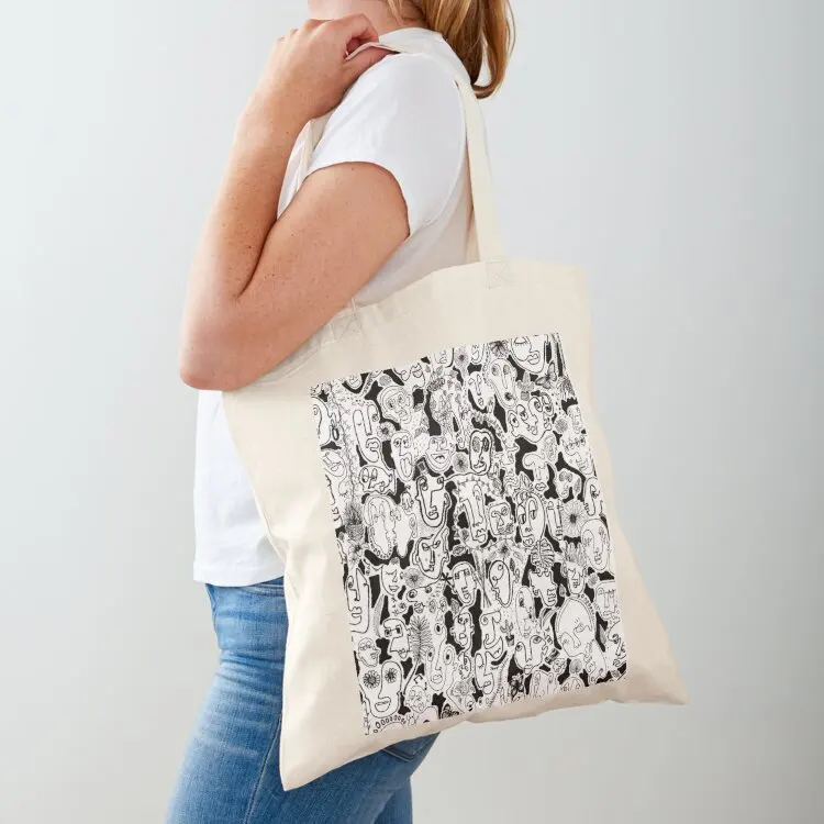 

Plant themed doodle faces / one line art / single line art / silly faces Tote Bag Women bags tote bag men's tote bag women