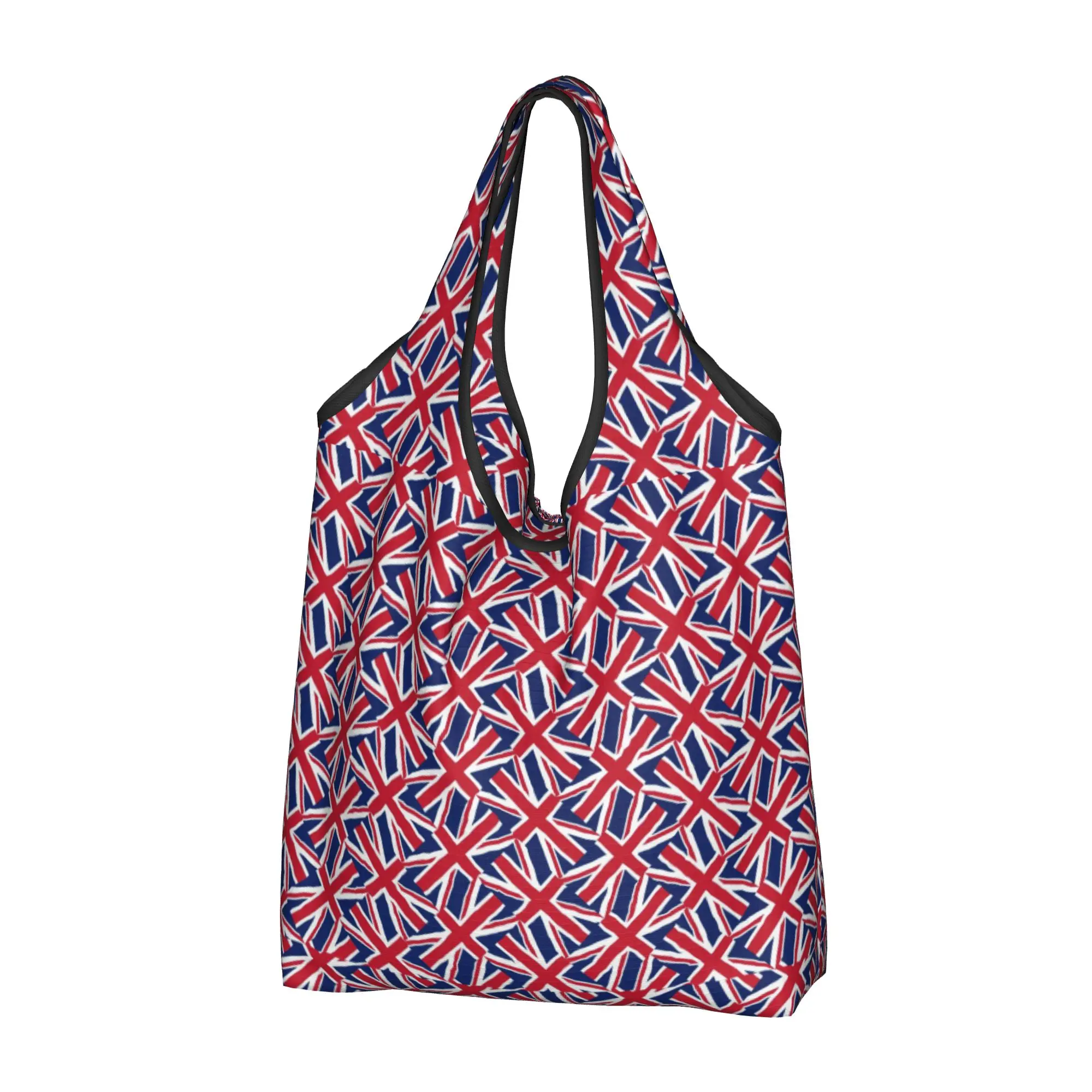 Recycling United Kingdom Flag Shopping Bag Women Tote Bag Portable UK British Symbol Grocery Shopper Bags