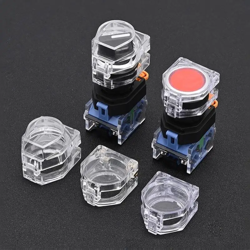 22mm Button Protective Dustproof Cover Guide Rail Mounting Bracket for Indicator Emergency Stop Switch Industrial Guard Storage