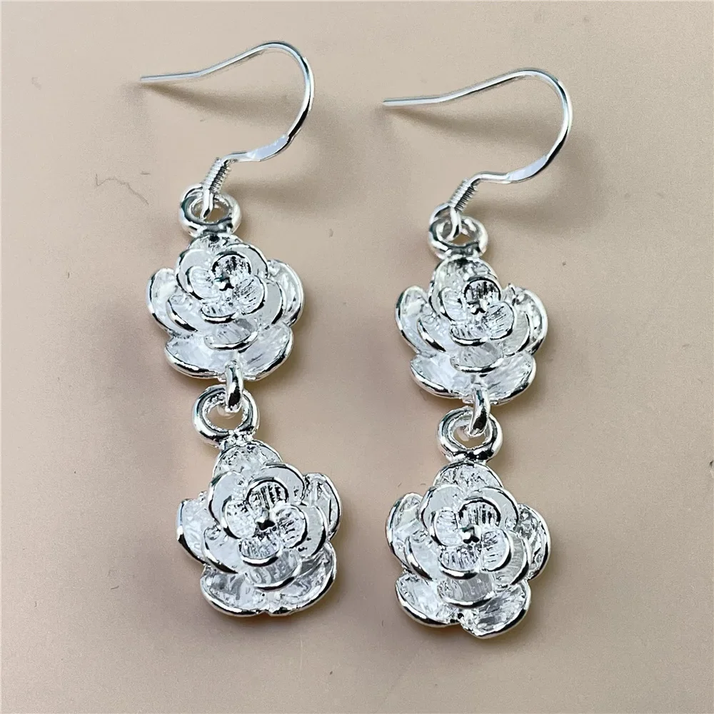 

Новые популярные серьги-капли из стерлингового серебра 925 пробы, оригинальные серьги с цветком розы для женщин, свадебные аксессуары, модные вечерние ювелирные изделия, подарки