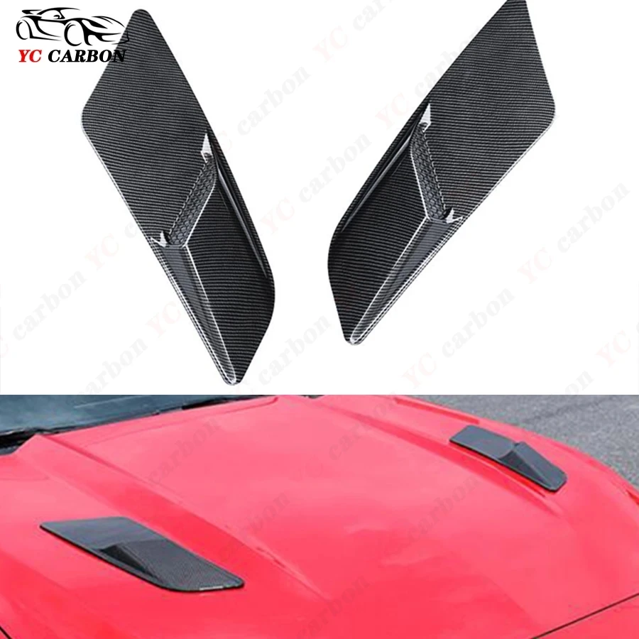 

For Ford Mustang GT500 2015-2017 Carbon Fiber vent cover Engine Hood Air Outlet Trim Splitter Panel Upgrade body kit