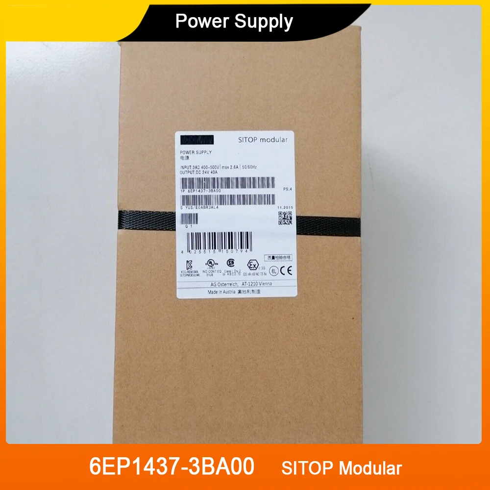 6EP1437-3BA00 Stabilized Power Supply SITOP Modular 40 A Input: 400-500 V 3 AC Output: 24 V DC/40 A For SIEMENS High Quality