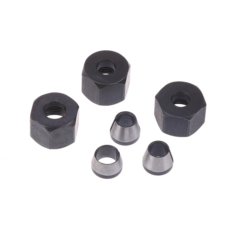 1 Set Electric Router Milling Cutter Parts 6mm 6.35mm 8mm Collet Chuck Engraving Trimming Machine With Nut Router Bit Adapter