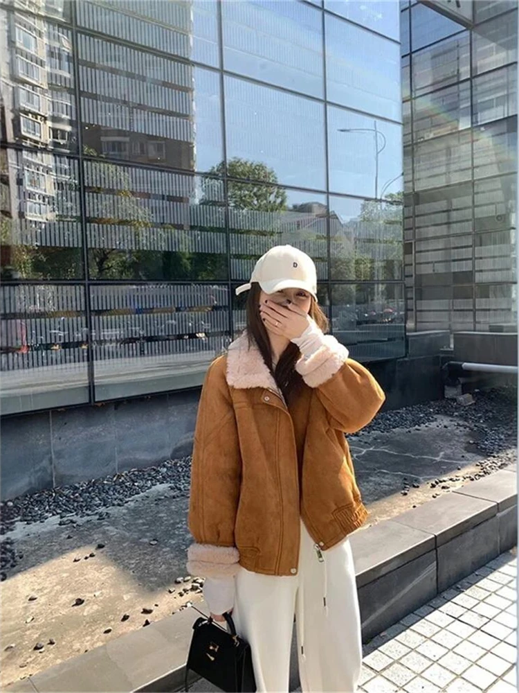 유니크 블라 가죽 자켓 여성용 오리지널 디자인 퍼 칼라 봄 패션 스트리트 스타일 코튼 코트 슬리 외투