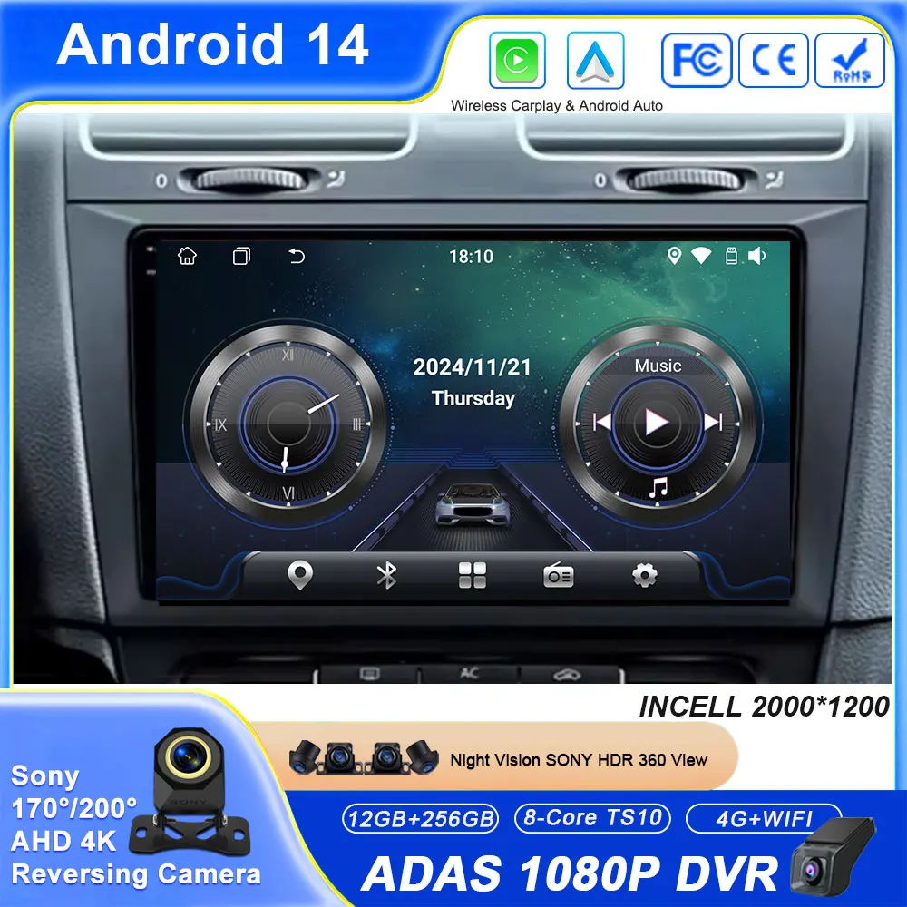 

Android Carplay Auto для Volkswagen Golf 6 2008-2016 Автомобильный радиоприемник Мультимедийный GPS-навигатор Стерео WIFI QLED без 2din DVD