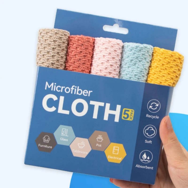 Kitchen Cleaning Towel Ultra Microfiber Coffee Bean Jacquard Super Absorbent Multi Function Household Dish Cloth Rag