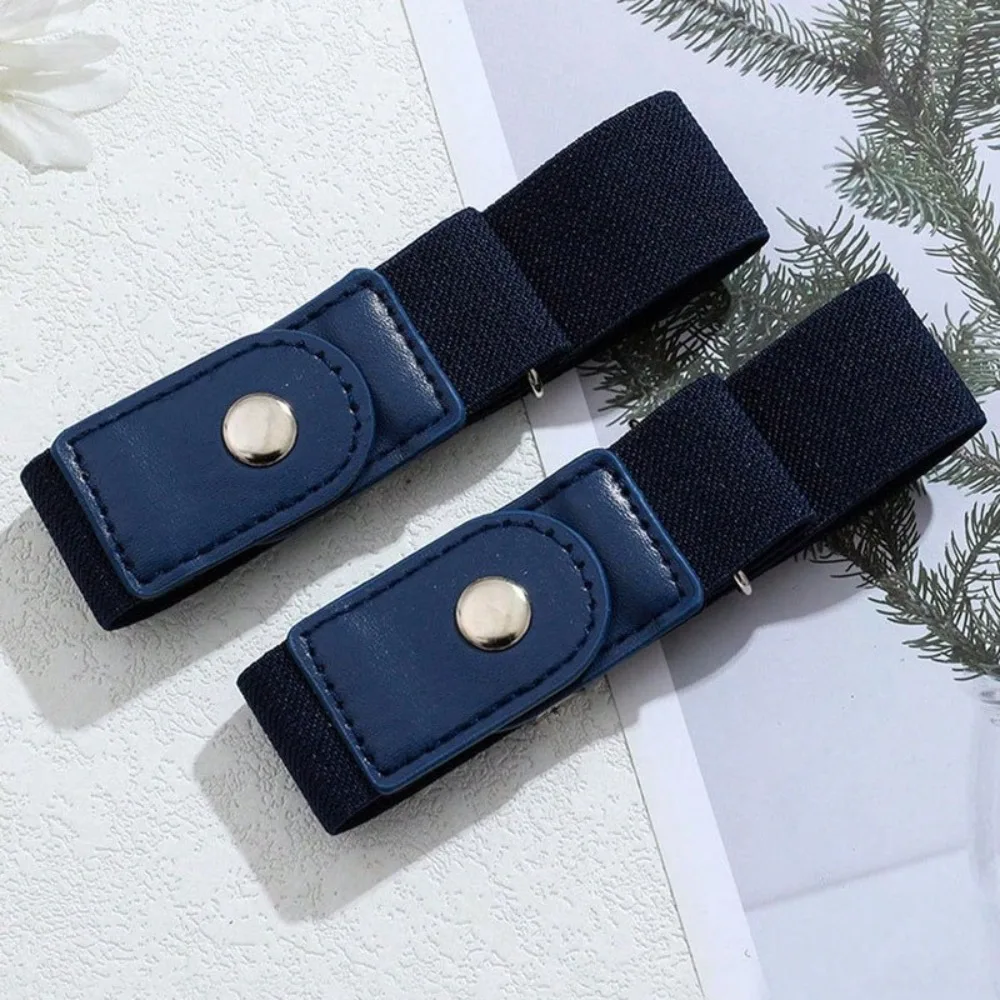 2pcs/set Casual No Buckle Elastic Belt Adjustable Invisible Stretch Belt Canvas Waist Belt Unisex