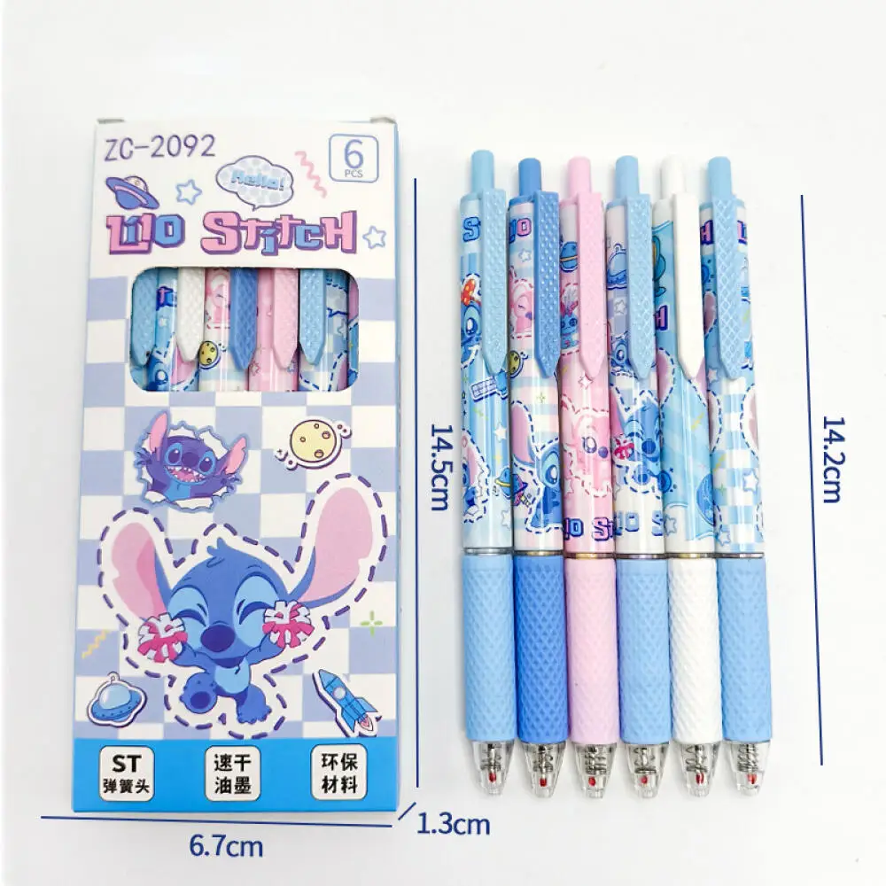 

6 шт., гелевая ручка Stitch Limited, серия Cartoon Stitch, черная гелевая ручка 0,5 мм, студенческая/офисная повседневная канцелярская гелевая ручка, шариковая ручка