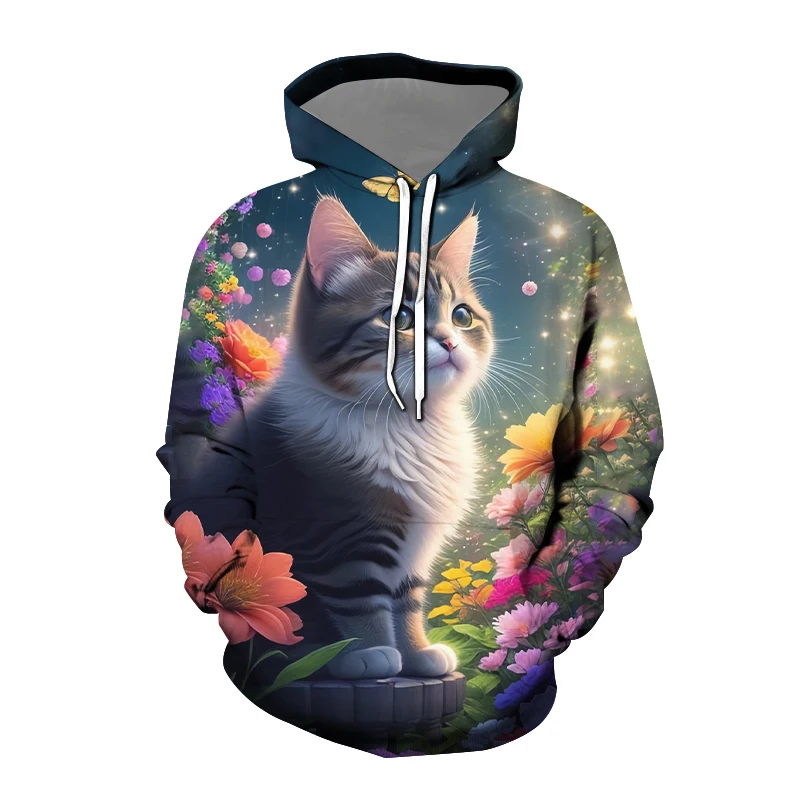 Cute Cat Animal 3D Print Hoodies Women Autumn Winter Fashion Long Sleeve Hooded Sweatshirts Streetwear Pullovers Female Clothing