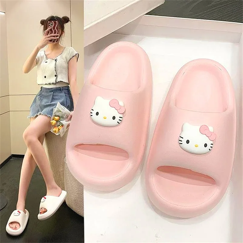 Hello Kitty Sanrio Girls Home Thick-soled SlippersIndoor Bathroom Soft-soled Slippers Non-slip Wear-resistant Bathroom Slippers