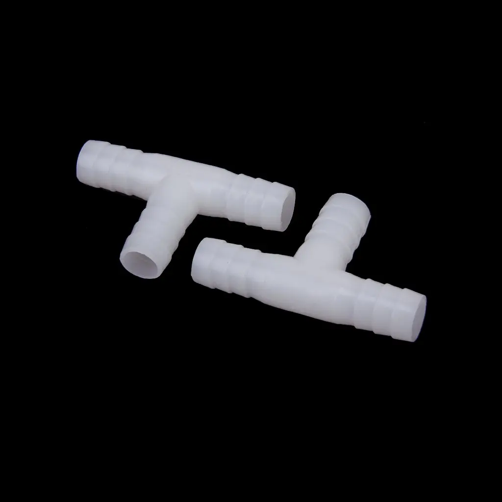 2 x 12mm Plastic Equal Tee Connector Barbed Pipe Fitting Air/Water Hose Joiner