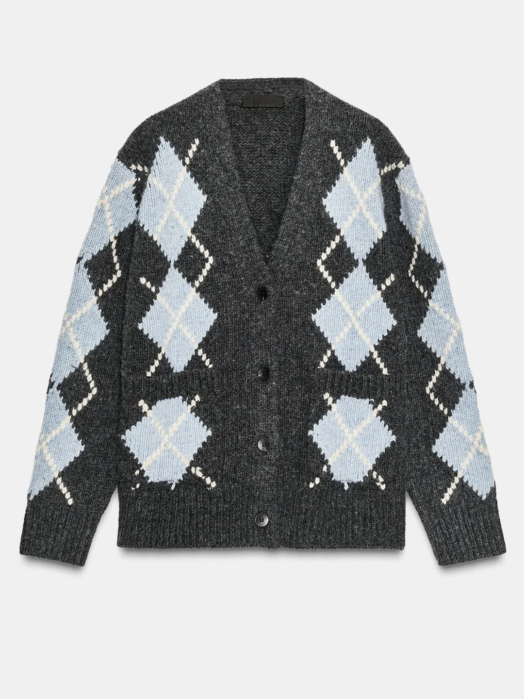 الرجعية Sle المرأة محبوك سترة مفتوحة معطف V-Ne فضفاضة تناسب الماس نمط شتاء جديد وصول لينة طويلة Sve سترة