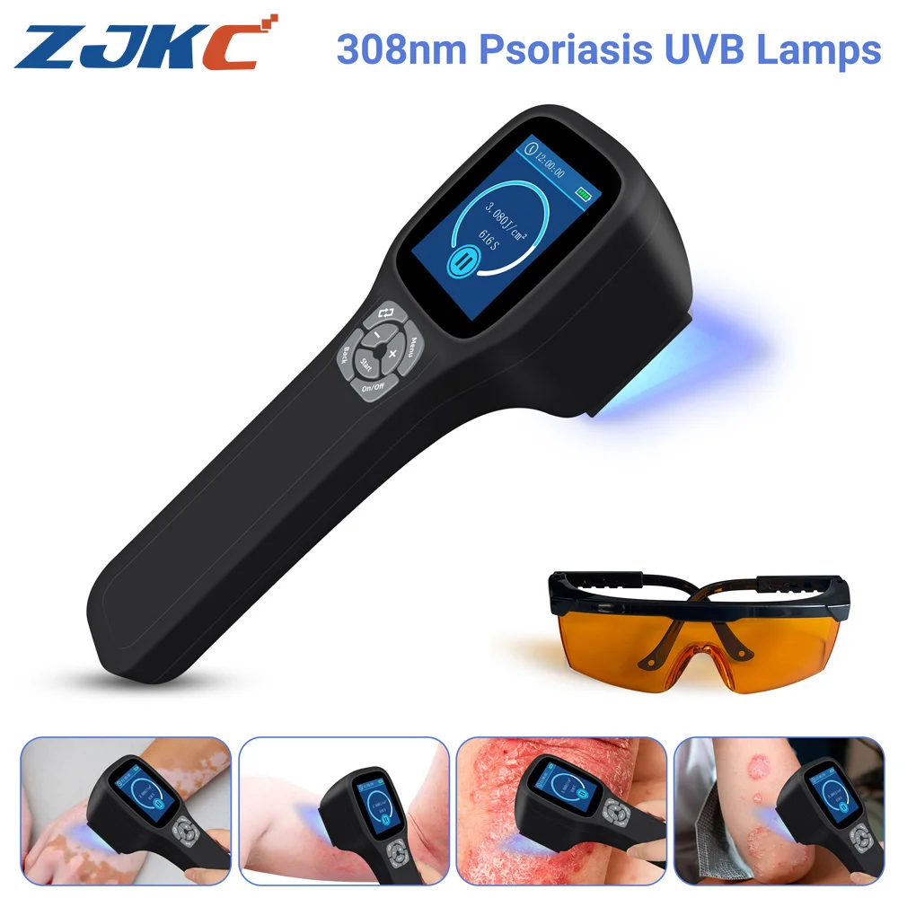 308nm UVB Phototherapy Device For Vitiligo Psoriasis Eczema Handheld 49 Diodes Blue Light With LCD Display Dose Adjustable Home Use