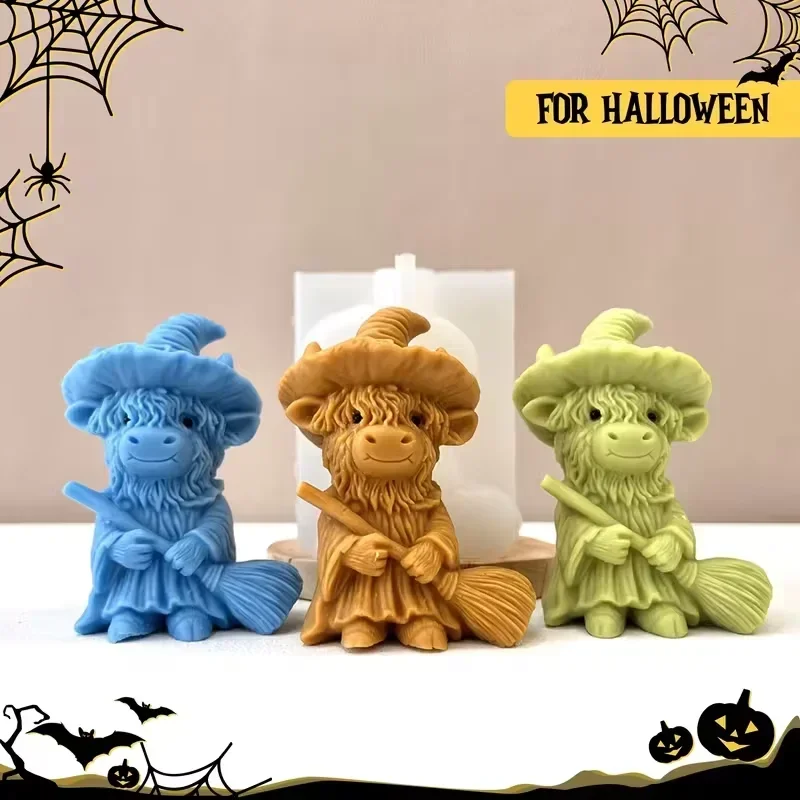 1pcs Tabletop Ornament Christmas Highland Cow Silicone mold DIY 3D Funny Decorative Cow Cute Animal Sculpture Farmhouse