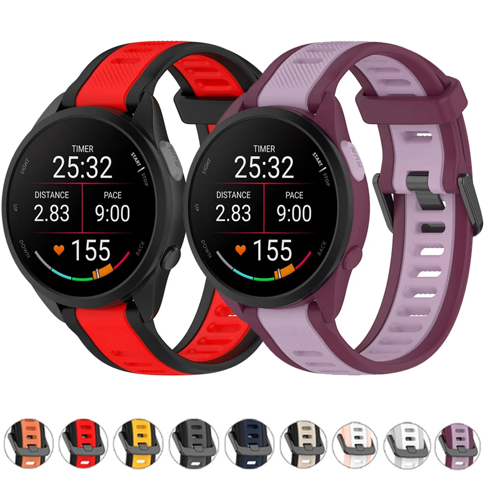 Официальный силиконовый ремешок 18 мм, 20 мм, 22 мм для Garmin Forerunner 55 165 965 265 645, музыкальный мягкий браслет, ремень для Gramin Venu 3S Band