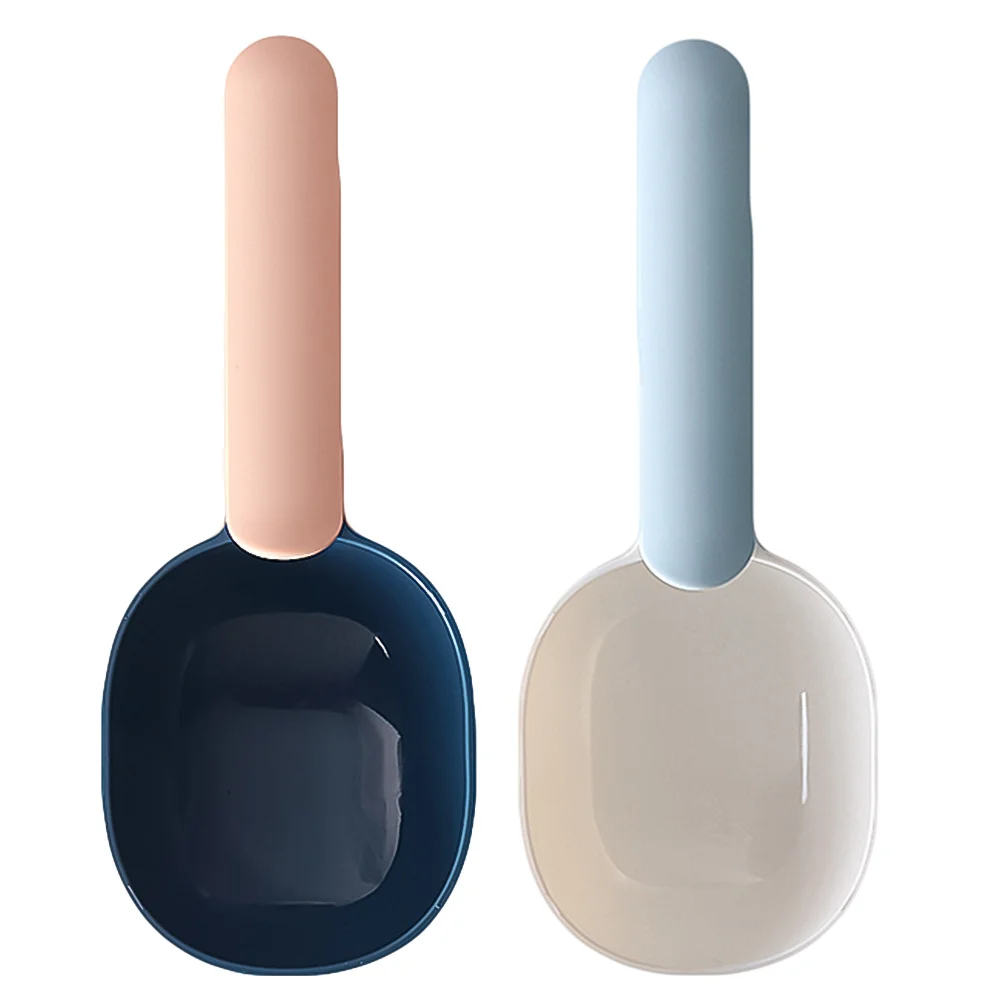 

2Pcs Portable Plastic Scoop Multi-Purpose Grain Rice Spoon Kitchen Food Storage Measuring Shovel Clip Handle